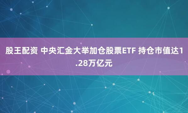 股王配资 中央汇金大举加仓股票ETF 持仓市值达1.28万亿元